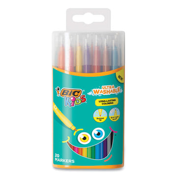 BIC® Kids Ultra Washable Markers, Plastic Tube, Medium Bullet Tip, Assorted Colors, 20-pack freeshipping - TVN Wholesale